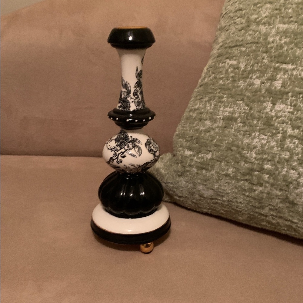 Mud Pie Black and White Decorative Candle Holder with gold accent NWOT
